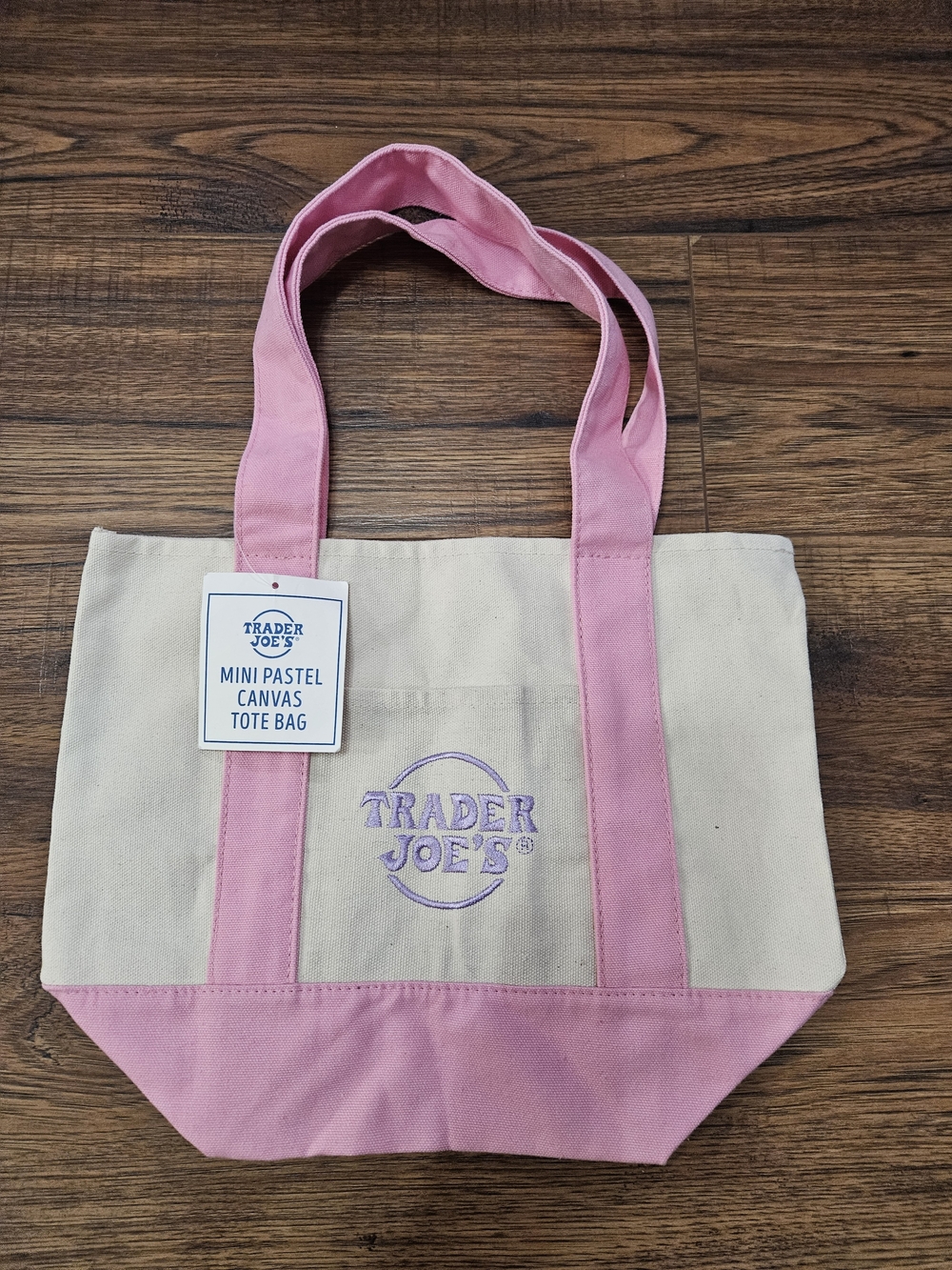 Trader Joe's Mini Pastel Canvas Tote Bag Pink